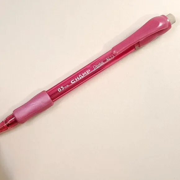 PENTEL CHAMP‎ AL15 MECHANICAL Pencil pink Transparent clear .5mm eraser Vintage