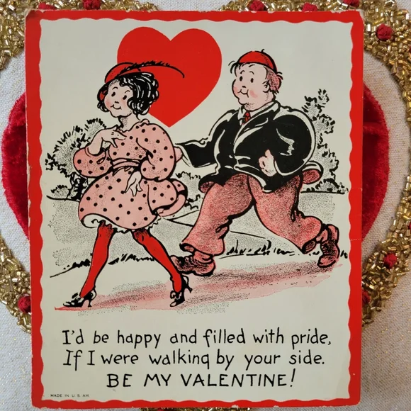 Vintage Valentine ~ 1940s? ~ Fancy Lady ~ Heart ~ Ephemera ~ FINAL PRICE