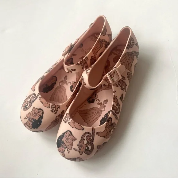 MINI MELISSA Disney Princess Mary Janes size 3. Cinderella,Moana,Ariel jasmine