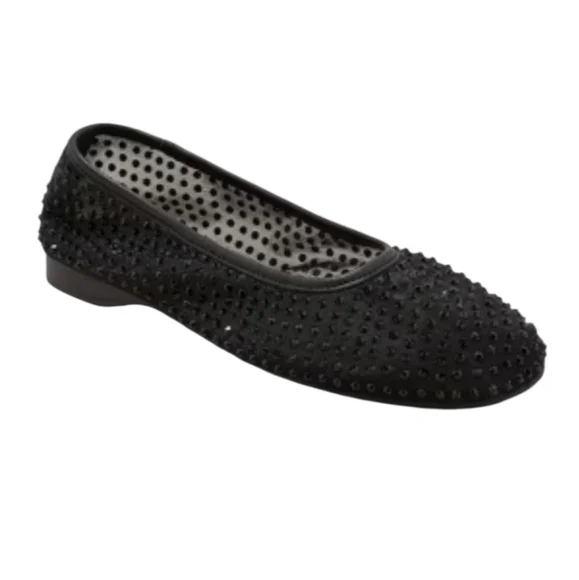 A New Day  Mel Sheer Mesh‎ Black Rhinestone Ballet Flats NEW