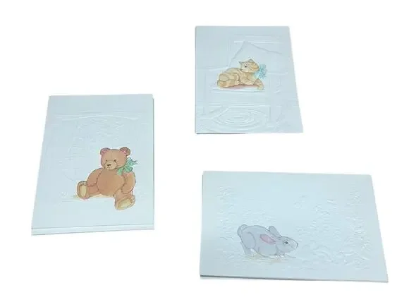 VTG 1989 Current Inc. Embossed Lovables Note Cards W/Envelopes 11 Count