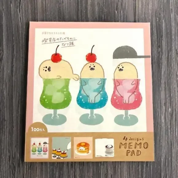 Furukawashiko Memo Pad - Seal Cream Soda, Panda Latte, Bear Pancake, Cupcakes