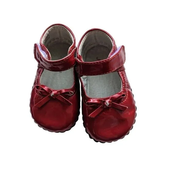 Pediped Toddler Girl Patent Leather Red Dress Shoes 6-12M