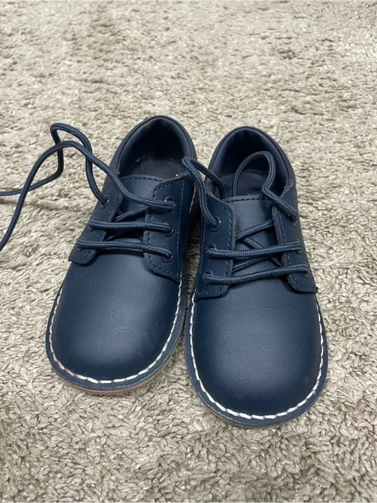 L'Amour Tyler Leather Lace-Up Shoe, Navy, Toddler Size 8, EUC