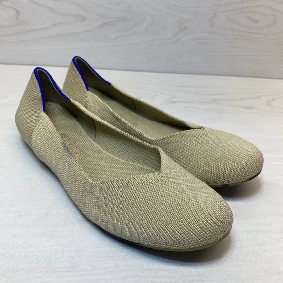 Rothy's Womens 9.5 The Point Flats Sustainable Knit Sand Tan Beige Shoes