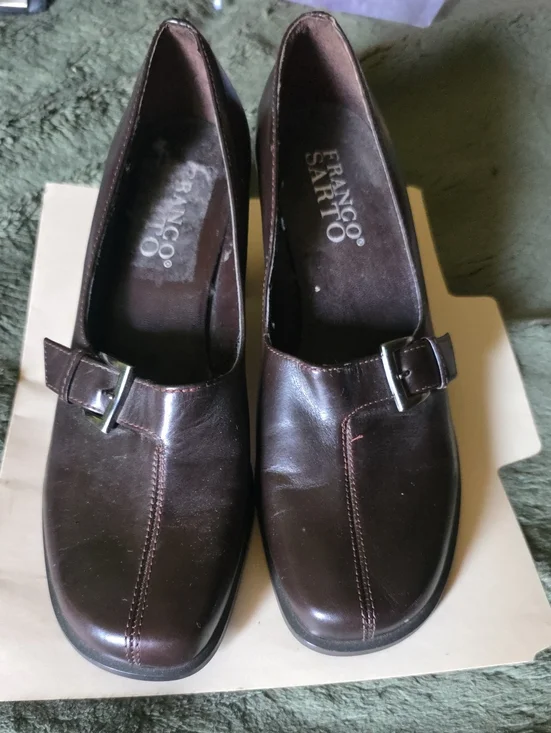 Franco Sarto Dark Brown Leather Buckle Flats