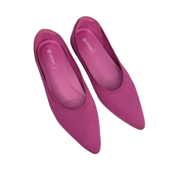 Vivaia Aria 5 Flats Point Womens Size 43 US 12 Pink Knit Slip On Comfort Shoes‎