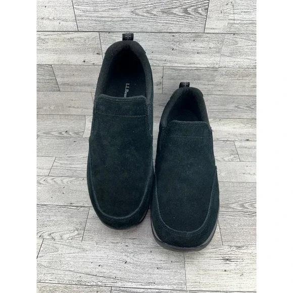 LL Bean Women Black Suede Slip On Shoes Sz 9 Wide Loafers 0GRG9 Walking‎ Comfort