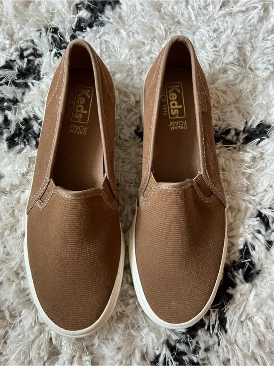 Keds Brown Canvas Slip-On Sneakers