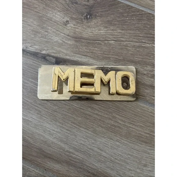 Vintage Brass Paper Holder Desk Memo Desktop 1980s