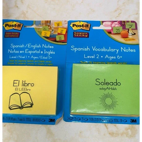 Rare find brand new Post-it Spanish/English and Spanish Vocabulary Notes