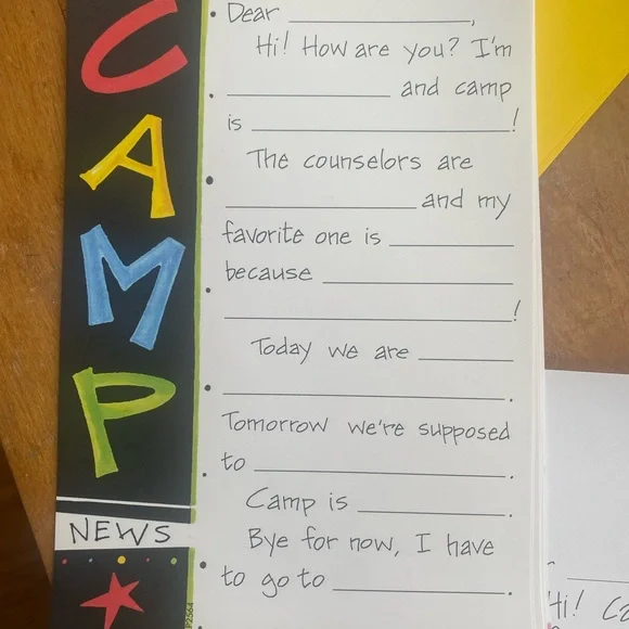 Vintage summer CAMP kids stationery set