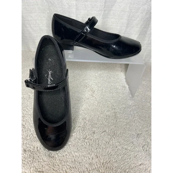 Girls Black Patent Leather Tap Shoes Buckle Spotlight Size‎ 9.5