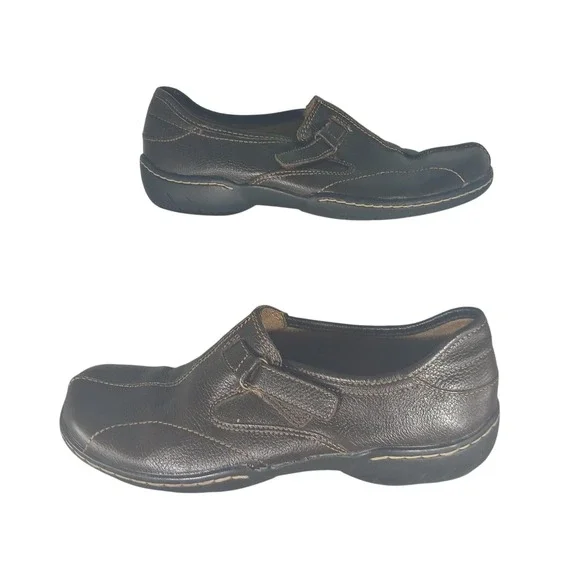 Dr Scholls Emily Brown Leather Slip On Loafer Shoes Women‎ Size 7W