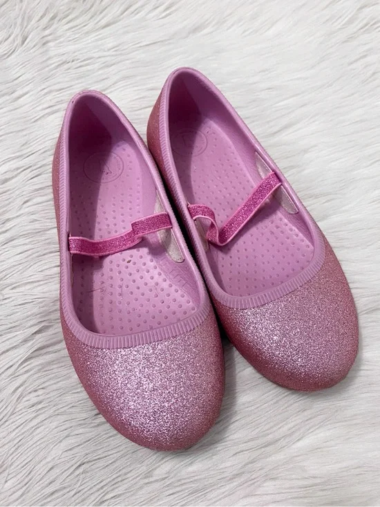 Native Margot Bling Pink Glitter Ballet Flats Slip On Sparkle Princess Girls J2