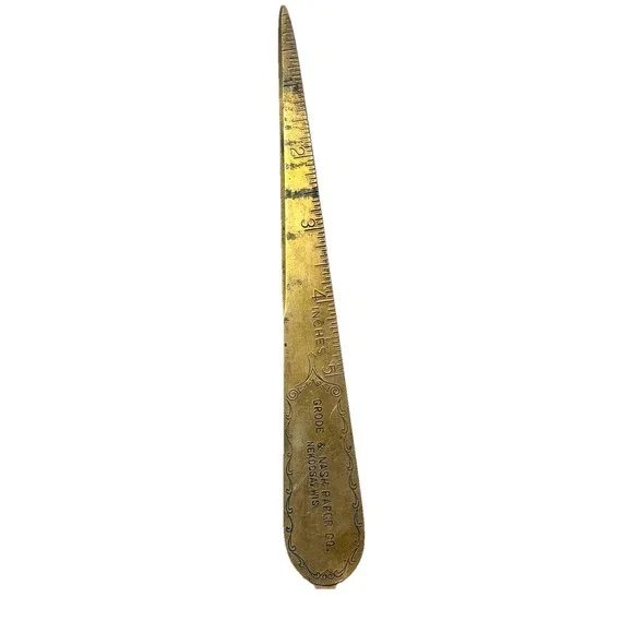 Vintage Wisconsin Paper Company Advertising Gold Metal Letter Opener‎