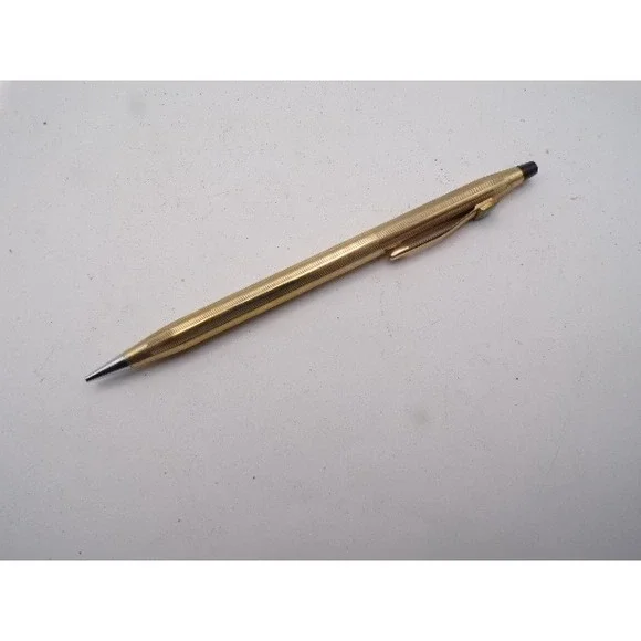 Cross 1/12‎ 10K Gold Filled Mechanical Pencil Pinstripe Vintage Logo Emblem USA