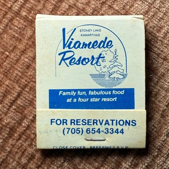 Viamede Resort Matchbook Stoney Lake Kawarthas Ontario Vtg‎ Canada Advertising