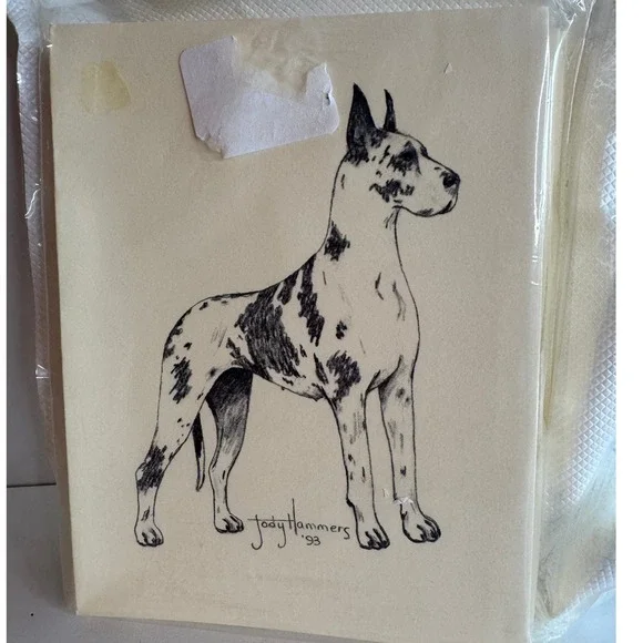 Vintage Great Dane Dog‎ Note Cards Stationery Set Jody Hammers 1993