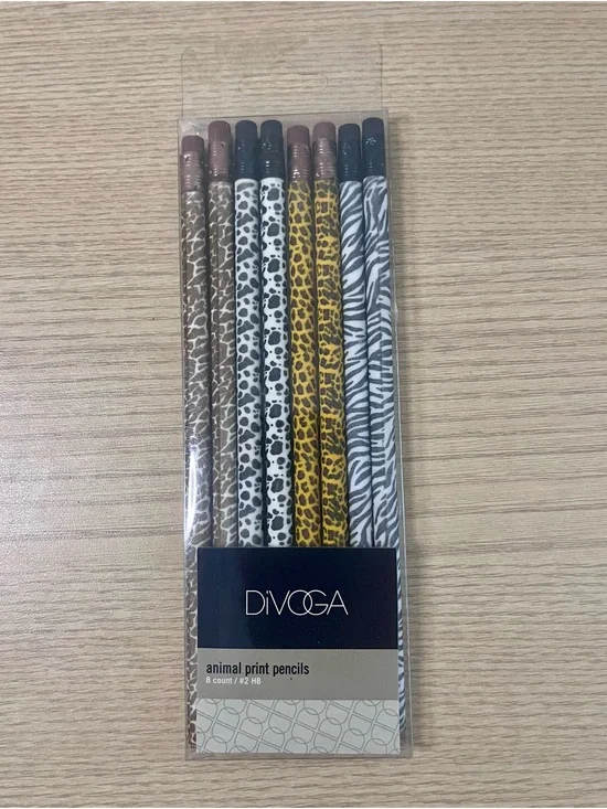 Vintage DiVOGA Animal Print Pencils 8 Pack Suede Velvet Texture #2 HB OfficeMax
