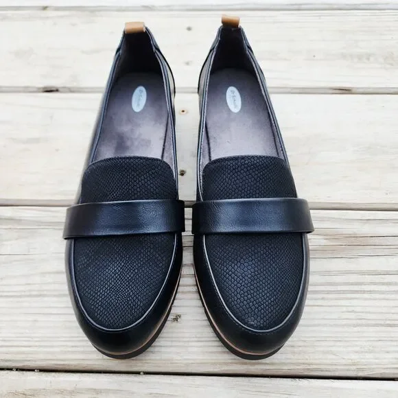 Dr. Scholl's Webster Black Snake Platform Loafer Women’s Size 9W
