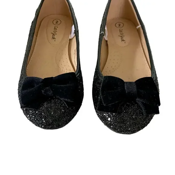 Cat & Jack black sparkling ballet flats with velvet bow