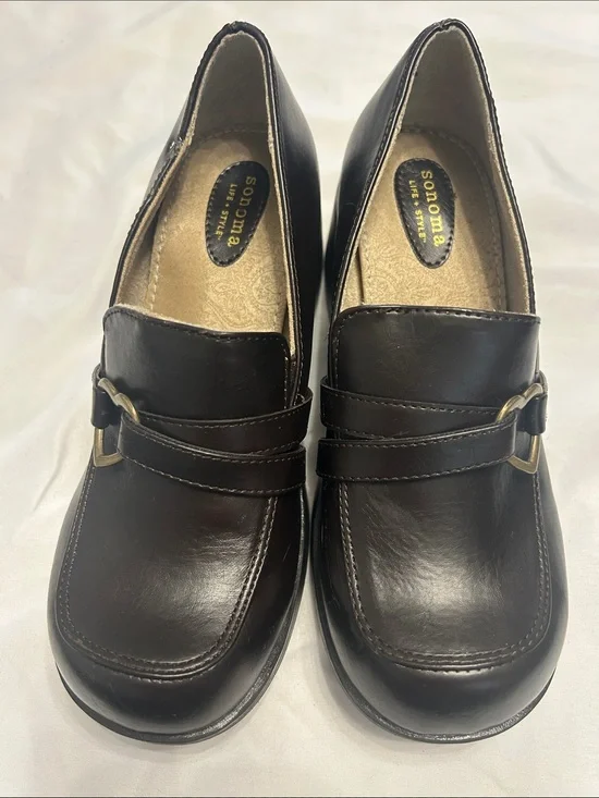 Sonoma Dark Brown girls Slip-On Loafers with Gold-Tone Accent