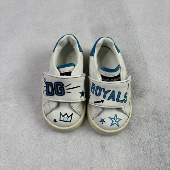 Dolce & Gabbana White & Blue Royals Kids Boys Trainers 20 Size 5C