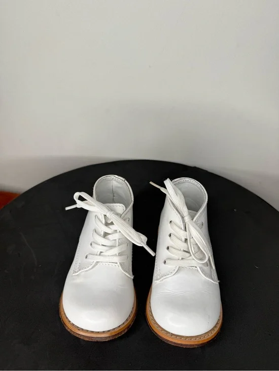 Josmo White Kids Lace-Up Dress Boots with Tan Sole