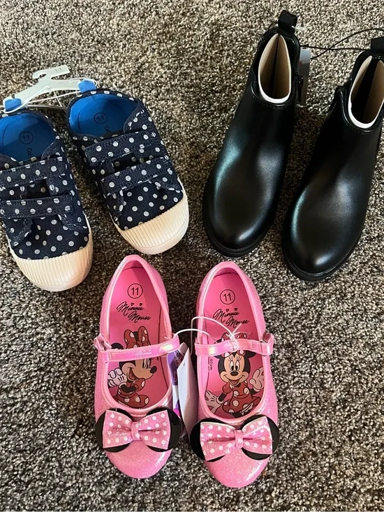 NWT Girls Shoe Lot Size 11 | 3 Pair | Cat & Jack & Minnie Mouse