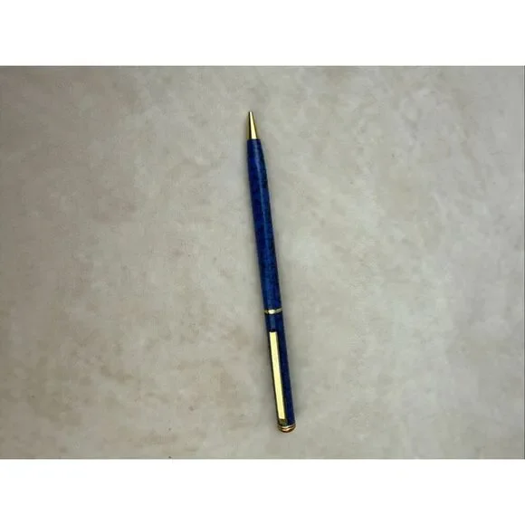 Vintage Metal Mechanical Pencil Blue and Gold Writes