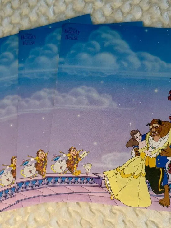 Vintage Disney Beauty & the Beast Stationary Paper (3 Sheets)