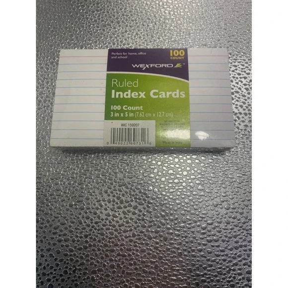Wexford Ruled Index Cards 3x5 White 100 Count Pack WIC 159207 New Sealed