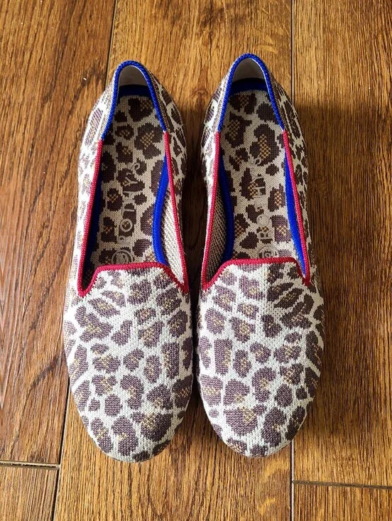 Rothy's The Loafer Mocha Spot Leopard Print Knit Flats Women's Size 8