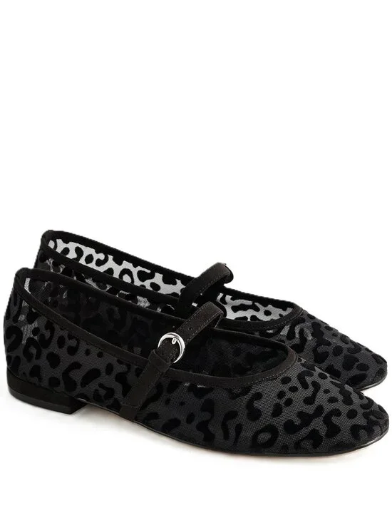 NEW-6.5,7,7.5,8,8.5,9-J.Crew Factory Leopard mesh Mary Jane flats