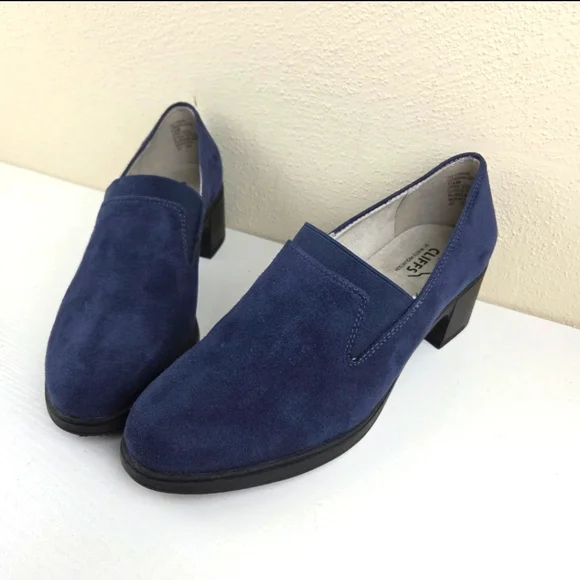 Cliffs by White Mountain‎ Hunton Block Heel Loafer Pump Navy Suedette 7.5W