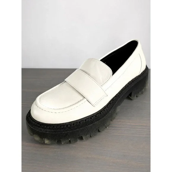 Gabrielle Union 90s Y2K Chunky Loafer Platform Lug Sole Women Sz 9 White Slip On