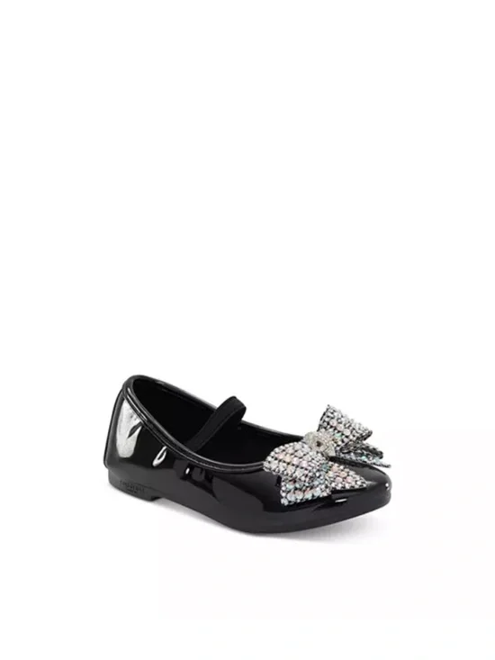 Kurt Geiger Girls' Black Patent Mary Jane Flats with Crystal Bow