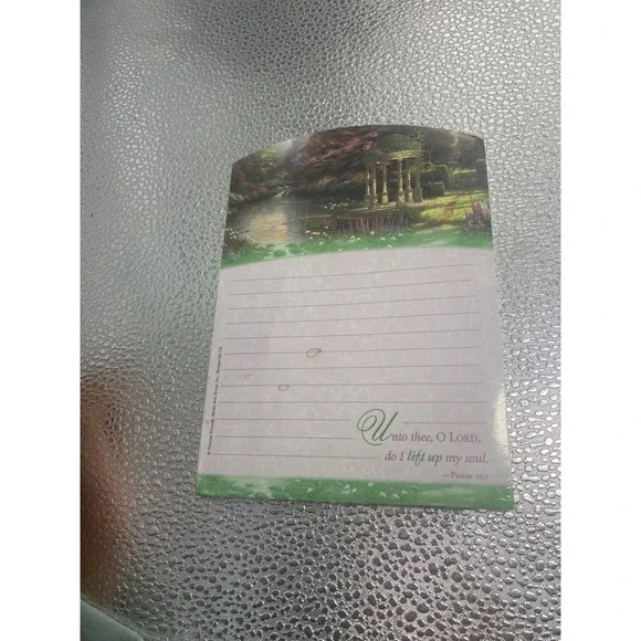 Thomas Kinkade The Garden of Prayer Magnetic Note Pad Lined Stationery Psalm25:1