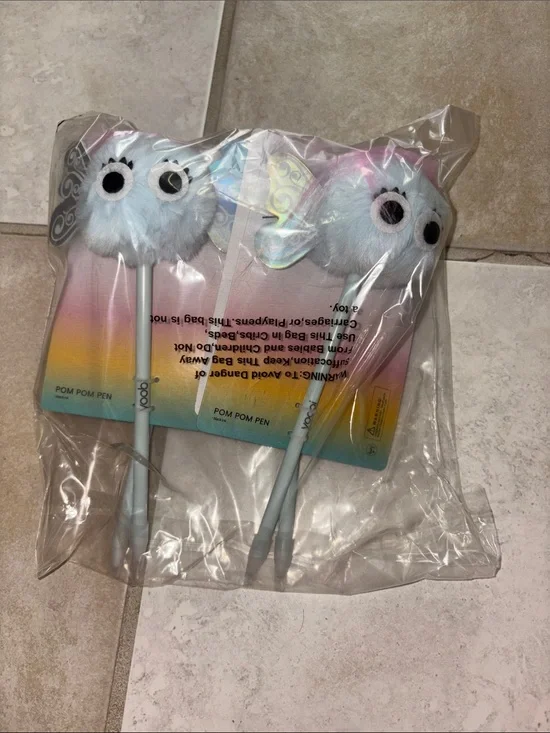 5/$10 Fuzzy Pastel Pom-Pom Pens - Set of 4