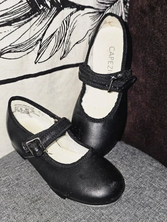 Capezio Black Girls Mary Jane Tele Tone Tap Shoes Sz 10M