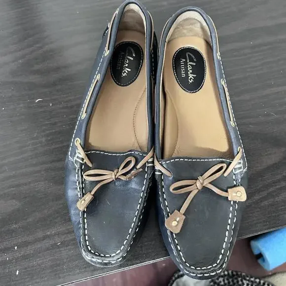 Clarks Artisan Dunhill Driving Moccasins Navy Blue Women's size 6‎