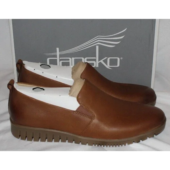 Dansko Women's Linley Burnished Calf Leather Tan Loafers Shoes EU 41‎ US 10.5-11