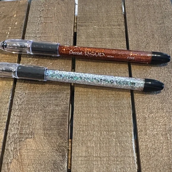 RSVP Glitter Ballpoint Pen Set - Copper and Silver