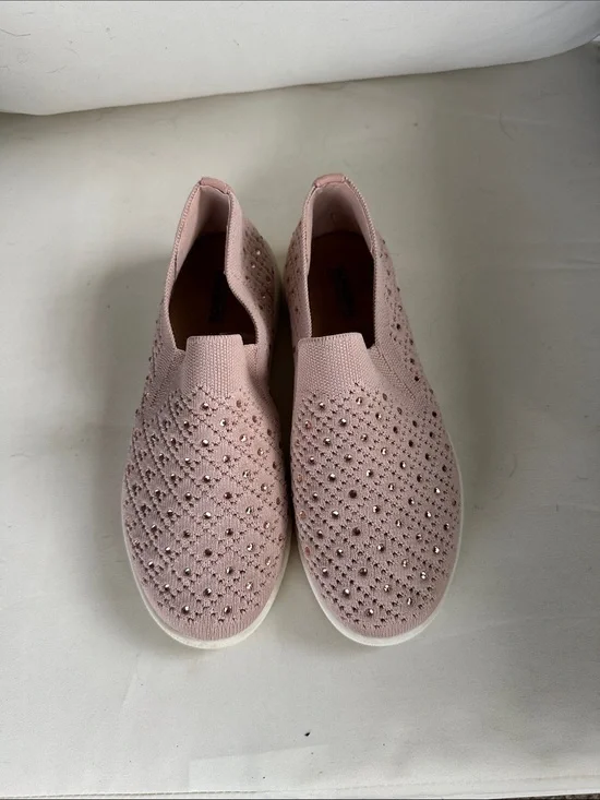 Sonoma Blush Pink Slip-On Knit Sneakers with Rhinestone Accents