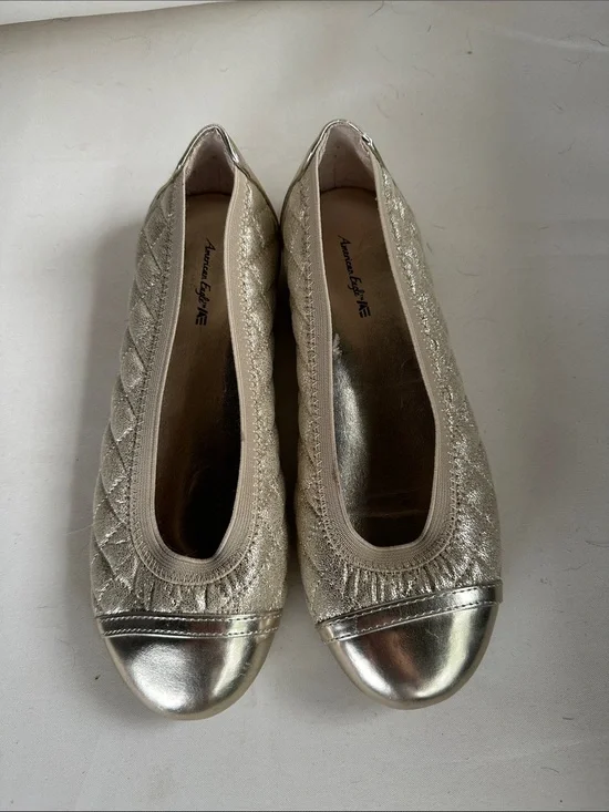 American Eagle Outfitters Quilted Metallic Ballet Flats in Silver