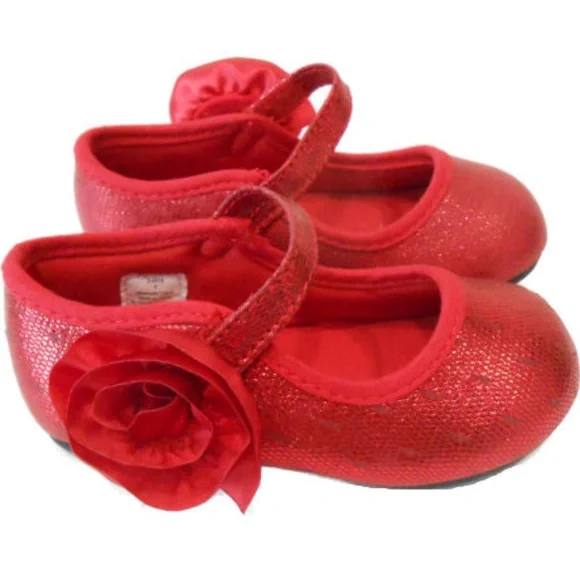 Baby Deer NEW sz‎ 2 Infant Sparkly Red Girls Mary Janes Shoes Christmas