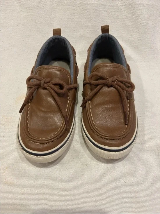 Kids Brown Faux-Leather Dress Boat Shoes