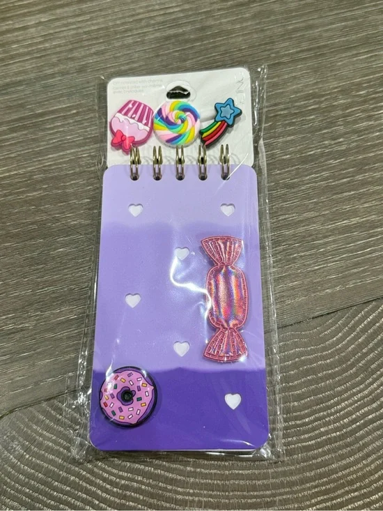 NWT Icing  Purple Candy-Themed Notebook with Charm Pins