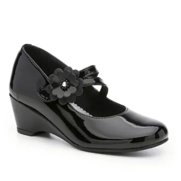 Rachel shoes, black patent, girls 12 M